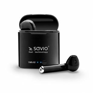 Słuchawki bezprzewodowe SAVIO TWS-02 (douszne bezprzewodowe, Bluetooth z wbudowanym mikrofonem kolor czarny