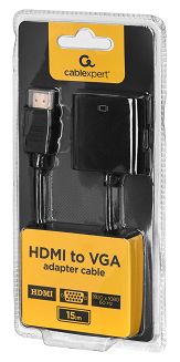 Adapter GEMBIRD A-HDMI-VGA-04 (HDMI M - D-Sub (VGA) F; 0,15m; kolor czarny) - 2