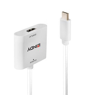 Lindy 43339 adapter kablowy 0,1 m USB Type-C HDMI Biały - 4