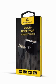 GEMBIRD KONWERTER SYGNAŁU VGA DO HDMI + VGA 0,15M, CZARNY - 10