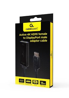 GEMBIRD KABEL AKTYWNY KONWERTER SYGNAŁU HDMI 4K NA DISPLAYPORT 15CM, CZARNY - 4