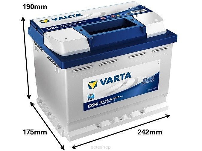 Akumulator VARTA 12V 60Ah/540A (P+ standardowy) 242x175x190 B13 (rozruchowy)