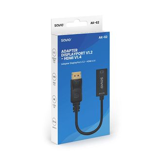 SAVIO ADAPTER DISPLAYPORT (M) V1.2 - HDMI A (F) V1.4, 4K AK-62 - 5