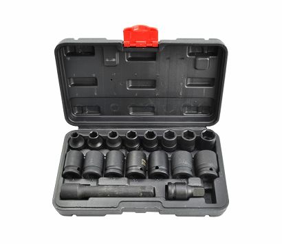 AW ZESTAW NASADEK UDAROWYCH 1/2" 15cz  KRÓTKIE BLACK LINE