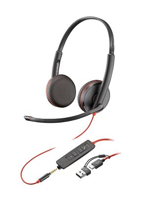POLY Zestaw słuchawkowy Blackwire 3225 Stereo USB-C + wtyczka 3,5 mm + przejściówka USB-C/A