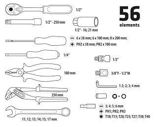 Zestaw narzędzi Topex 56 sztuk - 4