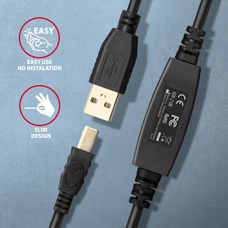 Axagon ADR-210B USB 2.0 A-M -> B-M active connecting/repeater cable 10m - Kabel - Digital/Daten kabel USB USB A USB B Czarny - 5