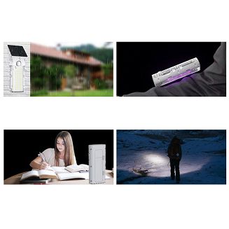 POWERNEED SOLARNA BAKTERIOBÓJCZA LAMPA UV 1000LM, NEUTRALIZACJA WIRUSÓW, LED X20, PV 1W, CZUJNIK RUCHU I ZMIERZCHOWY SWL-15 - 12
