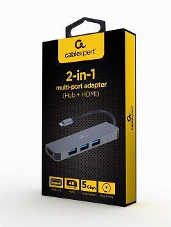 GEMBIRD MULTI ADAPTER USB TYPE-C 2 W 1 (HUB USB + HDMI) - 3