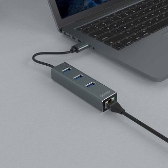 SAVIO AK-58 3-PORTOWY HUB USB-A Z ADAPTEREM RJ-45 - 6