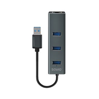 SAVIO AK-58 3-PORTOWY HUB USB-A Z ADAPTEREM RJ-45 - 15