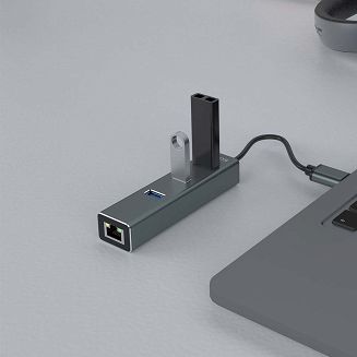 SAVIO AK-58 3-PORTOWY HUB USB-A Z ADAPTEREM RJ-45 - 4
