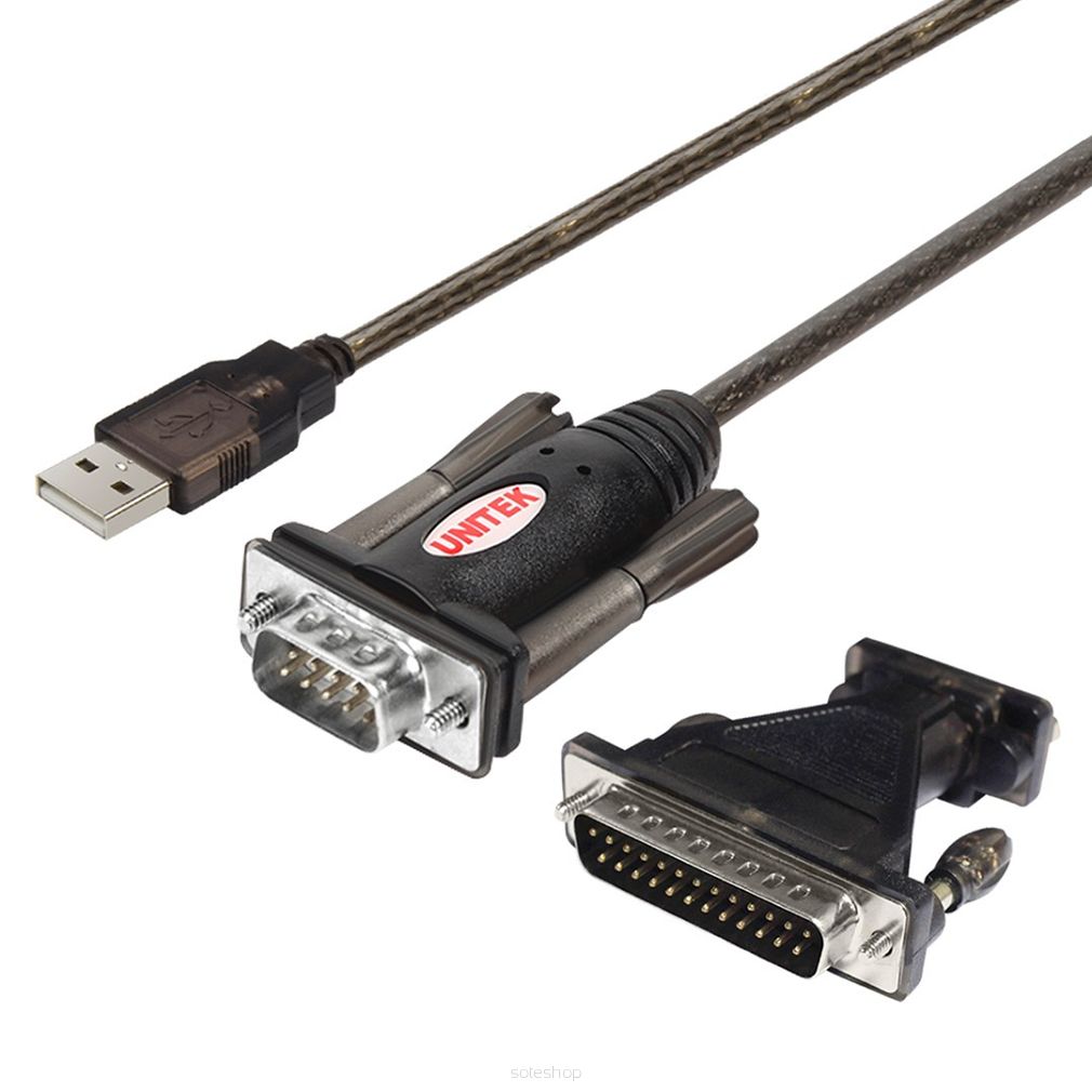UNITEK Y-105A kabel równoległy Czarny 1,5 m USB Typu-A DB-9