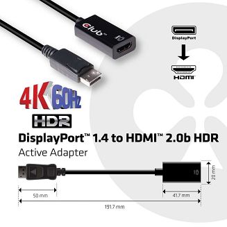 CLUB3D DisplayPort 1.4 to HDMI 2.0b HDR Active Adapter - 4