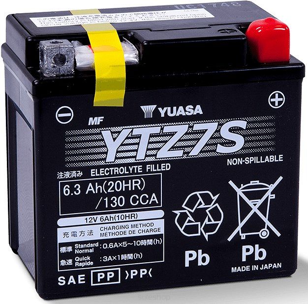 Akumulator AGM/Rozruchowy YUASA 12V 6 3Ah 130A P+ Bezobsługowy 113x70x105mm Uruchomiony YTZ7S pasuje do: APRILIA RS4 ARCTIC CAT DVX BMW G HP4 S E-TON GT RX4 RXL VIPER SS 50-1000 1984-2022