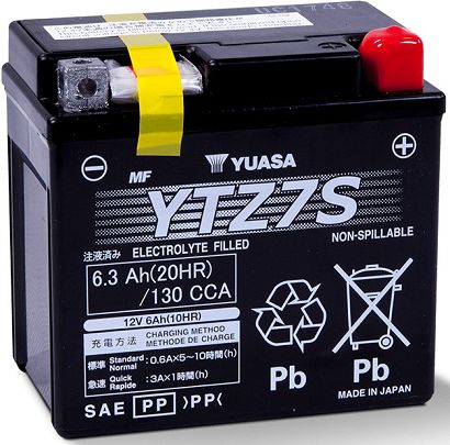 Akumulator AGM/Rozruchowy YUASA 12V 6 3Ah 130A P+ Bezobsługowy 113x70x105mm Uruchomiony YTZ7S pasuje do: APRILIA RS4 ARCTIC CAT DVX BMW G HP4 S E-TON GT RX4 RXL VIPER SS 50-1000 1984-2022
