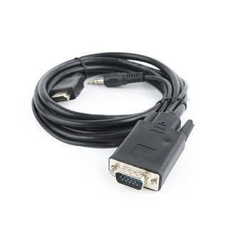 Adapter GEMBIRD A-HDMI-VGA-03-6 (HDMI M - D-Sub (VGA), Jack stereo 3,5 mm M; 1,8m; kolor czarny) - 3