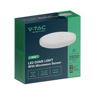Plafon V-TAC 24W LED Okrągły 29cm Natynkowy Pilot Czujnik Ruchu IP44 Biały VT-8624S 4000K 2500lm - 5