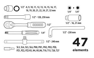 Klucze nasadowe Top Tools 1/4