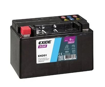 Akumulator EXIDE 12V 9Ah/120A AGM AUXILIARY (L+ biegun motocyklowy m12) 150x90x105 B00 - brak stopki mocującej (dodatkowy-auxiliary)