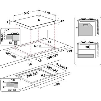 Whirlpool AKT 616/NB płyta kuchenna Czarny Wbudowany 60 cm Gaz 4 stref(y) - 5