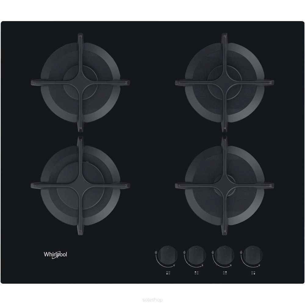 Whirlpool AKT 616/NB płyta kuchenna Czarny Wbudowany 60 cm Gaz 4 stref(y)