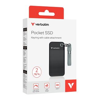 Verbatim Pocket SSD 2 TB USB Type-C 3.2 Gen 2 (3.1 Gen 2) Czarny, Szary - 3