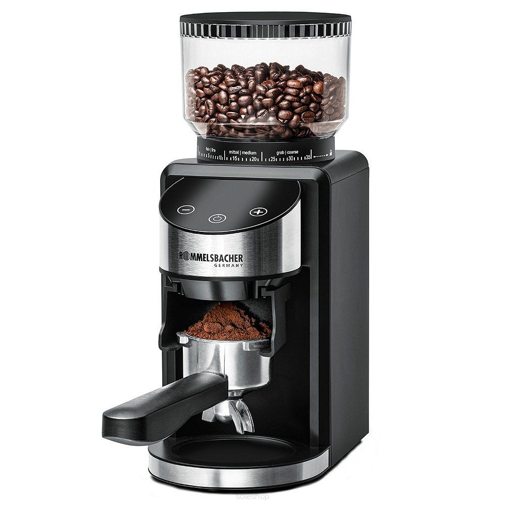 Młynek do kawy Rommelsbacher, Mahlwerk-System, einstellbarer Mahlgrad, Kaffeebohnenbehälter, 220g, Behälter, model EKM400