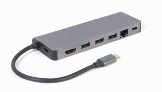 GEMBIRD MULTI ADAPTER USB TYP-C 5W1 HUB, HDMI, CZYTNIK KART, LAN, PD - 100W) - 3
