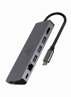 GEMBIRD MULTI ADAPTER USB TYP-C 5W1 HUB, HDMI, CZYTNIK KART, LAN, PD - 100W) - 4