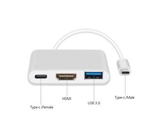 MACLEAN ADAPTER USB 3.1 C-HDMI 4K + USB 3.0 + USB C MCTV-840 - 3
