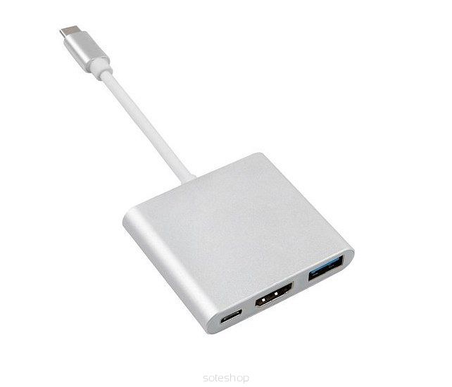 MACLEAN ADAPTER USB 3.1 C-HDMI 4K + USB 3.0 + USB C MCTV-840