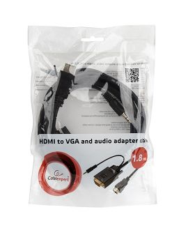 Adapter GEMBIRD A-HDMI-VGA-03-10 (HDMI M - D-Sub (VGA), Jack stereo 3,5 mm M; 3m; kolor czarny) - 4