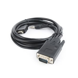 Adapter GEMBIRD A-HDMI-VGA-03-10 (HDMI M - D-Sub (VGA), Jack stereo 3,5 mm M; 3m; kolor czarny) - 3