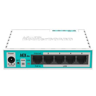 Router Mikrotik hEX lite (RB750r2) Total Ethernet  Ports:5; Architecture:MIPSBE; CPU core:1 - 3