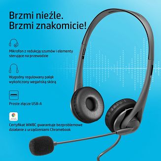 Słuchawki z mikrofonem HP Stereo USB Headset G2 przewodowe czarne 428H5AA - 6