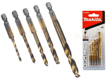 MAKITA ZESTAW WIERTEŁ DO METALU HSS-TIN 1/4" HEX  /5szt.