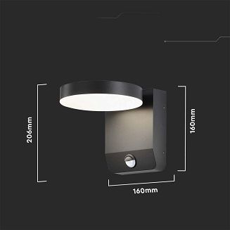 Projektor Oprawa Elewacyjna V-TAC 17W LED Czujnik Ruchu Okrągła Czarna IP65 VT-11020S-RD-B 4000K 2480lm - 4