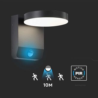 Projektor Oprawa Elewacyjna V-TAC 17W LED Czujnik Ruchu Okrągła Czarna IP65 VT-11020S-RD-B 4000K 2480lm - 3