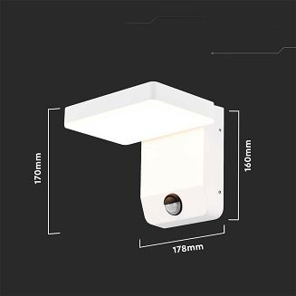 Projektor Oprawa Elewacyjna V-TAC 17W Czujnik Ruchu Biała IP65 VT-11020-150-W 4000K 2520lm - 4