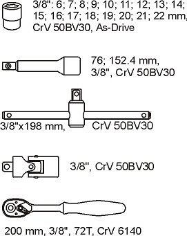 Yato YT-5542 gniazdko/zestaw gniazdek Zestaw nasadek