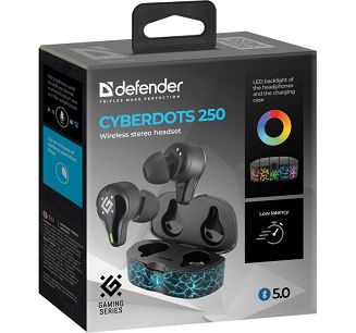 DEFENDER SŁUCHAWKI BLUETOOTH CYBERDOTS 250 GAMING CZARNE 63250 - 6
