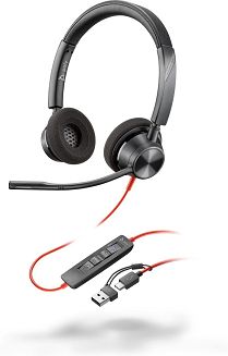 POLY Zestaw słuchawkowy Blackwire 3320 Stereo USB-C z certyfikatem Microsoft Teams + przejściówka USB-C/A - 3