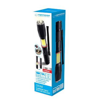 ESPERANZA ALUMINIOWA LATARKA ZE ŚWIATŁEM BOCZNYM COB DIONE EOT070 - 10