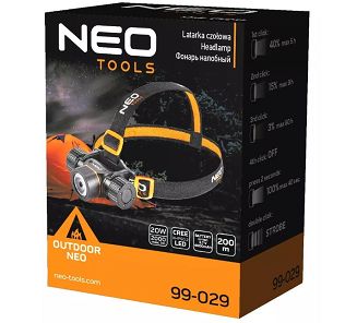 Latarka czołowa akumulatorowo-bateryjna USB Neo Tools 2000LM CREE XHP50.2 LED - 3