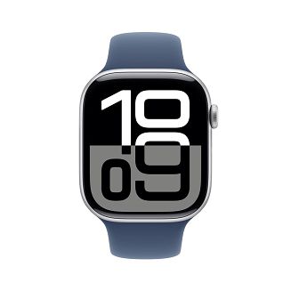 Apple Watch Series 10 GPS+Cellular 46mm Silver Aluminium Case with Denim Sport Band - S/M - 3