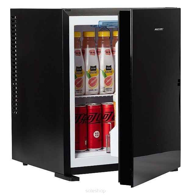 Bezszmerowy minibar termoelektryczny MPM-30-MBS-06/L z szklanym frontem czarny (WYPRZEDAŻ)