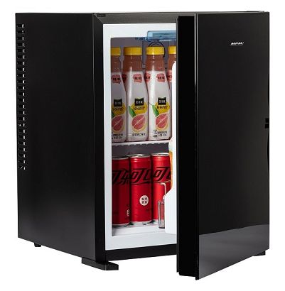 Bezszmerowy minibar termoelektryczny MPM-30-MBS-06/L z szklanym frontem czarny (WYPRZEDAŻ)