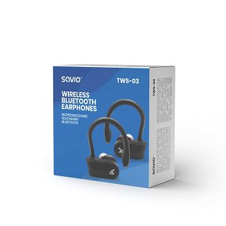 Słuchawki bezprzewodowe SAVIO TWS-03 (bluetooth; bezprzewodowe, Bluetooth; z wbudowanym mikrofonem; kolor czarny - 5