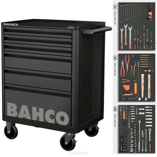 Bahco wózek narzędziowy 214 elementów czarny 6 szuflad